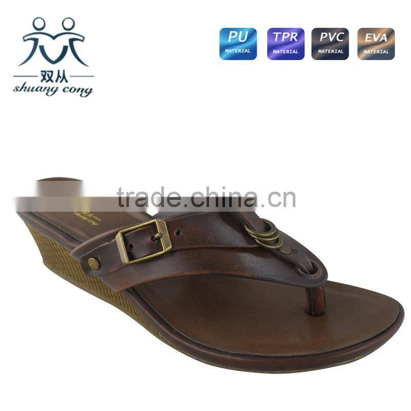 2016newest style PU high heel roman slipper ladies shoes flip flop suitable