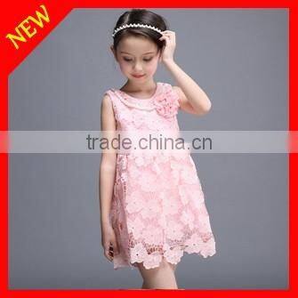 sleeveless foral beautiful lace tulle dress for girl
