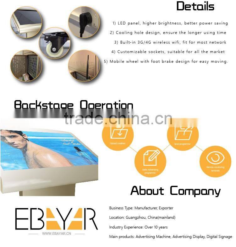 55 inch full color kiosk display led hd touchable screens/advertising and media play/remote control