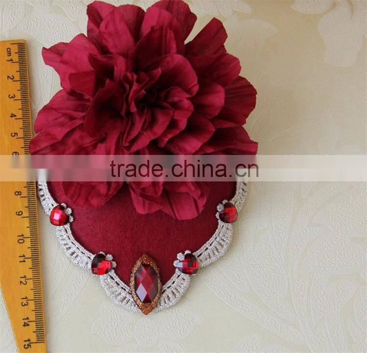 MYLOVE big red flower fascinator felt mini hat with clips