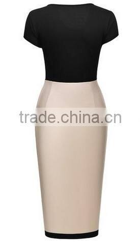 Women's Official Scoop Neck Optical Illusion Slim Bodycon Pencil Dress