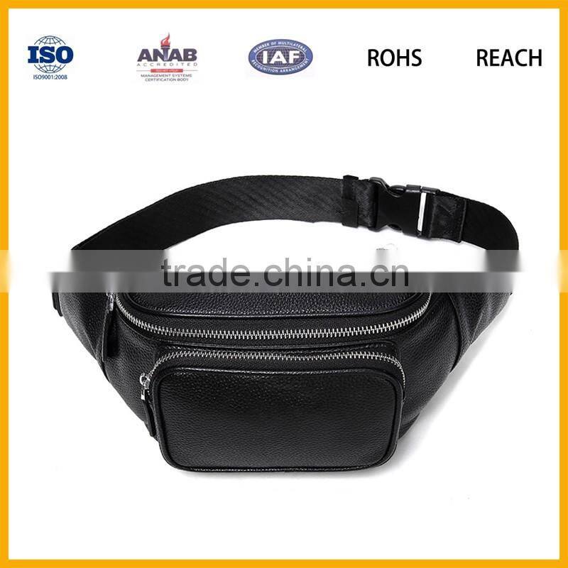 Elegant Design Favorable Price Black PU Material Unisex Cycling Waist Bag with Small Pocket