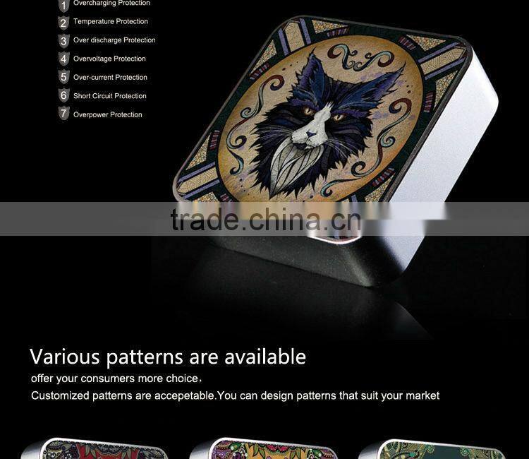 cat 6000mah 6600mah 7800mah mini aluminum diy square portable power bank charger for smartphone
