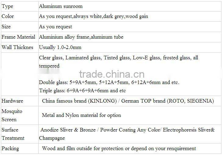 Modern design aluminum alloy glass house,green house, sunroom/wood-aluminium composite sunroom