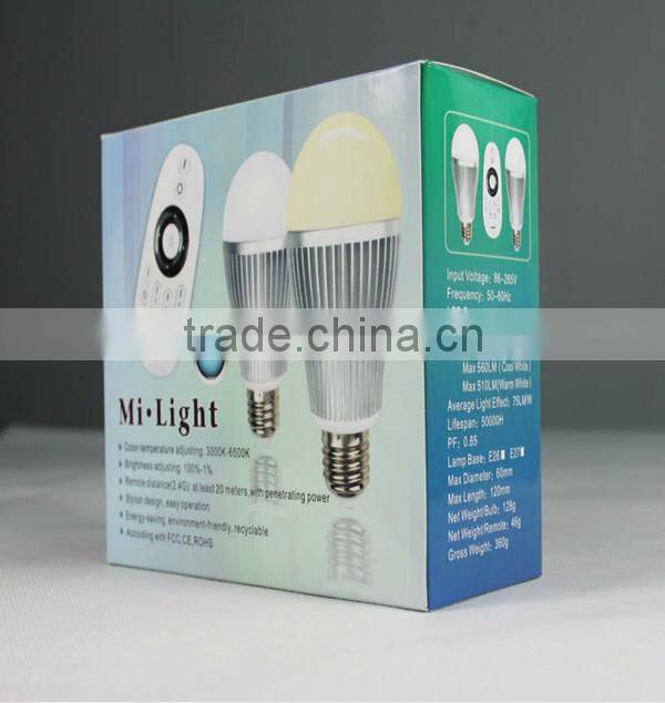 Color Temperature & Brightness Adjustable, AC85-265V 6W LED Wireless RF Remote Control Bulb Lights 2.4G Group Division