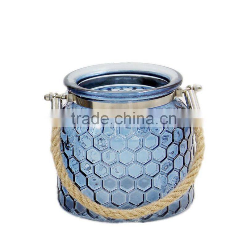 small geometric embossing glass candle holder