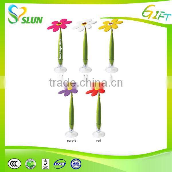 2015 Hot fashion rubber flower ballpoint pen, pen flower