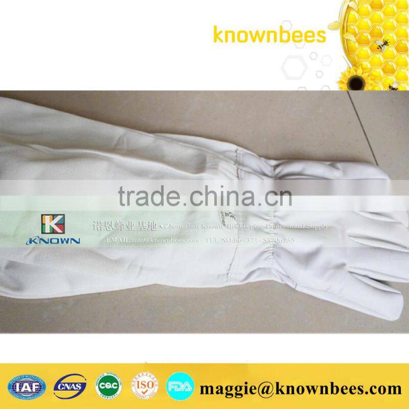 Wholesale various high quality beekeeping gloves/White sheepskin & White cloth