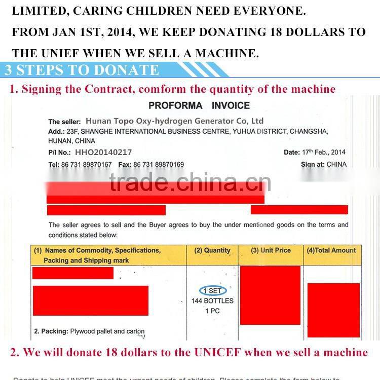 You buy a carbon clean machine, we donate 18 dollars to the UNICEF