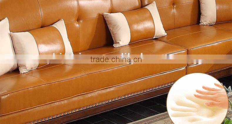 American modern concise genuine leather corner sofa set