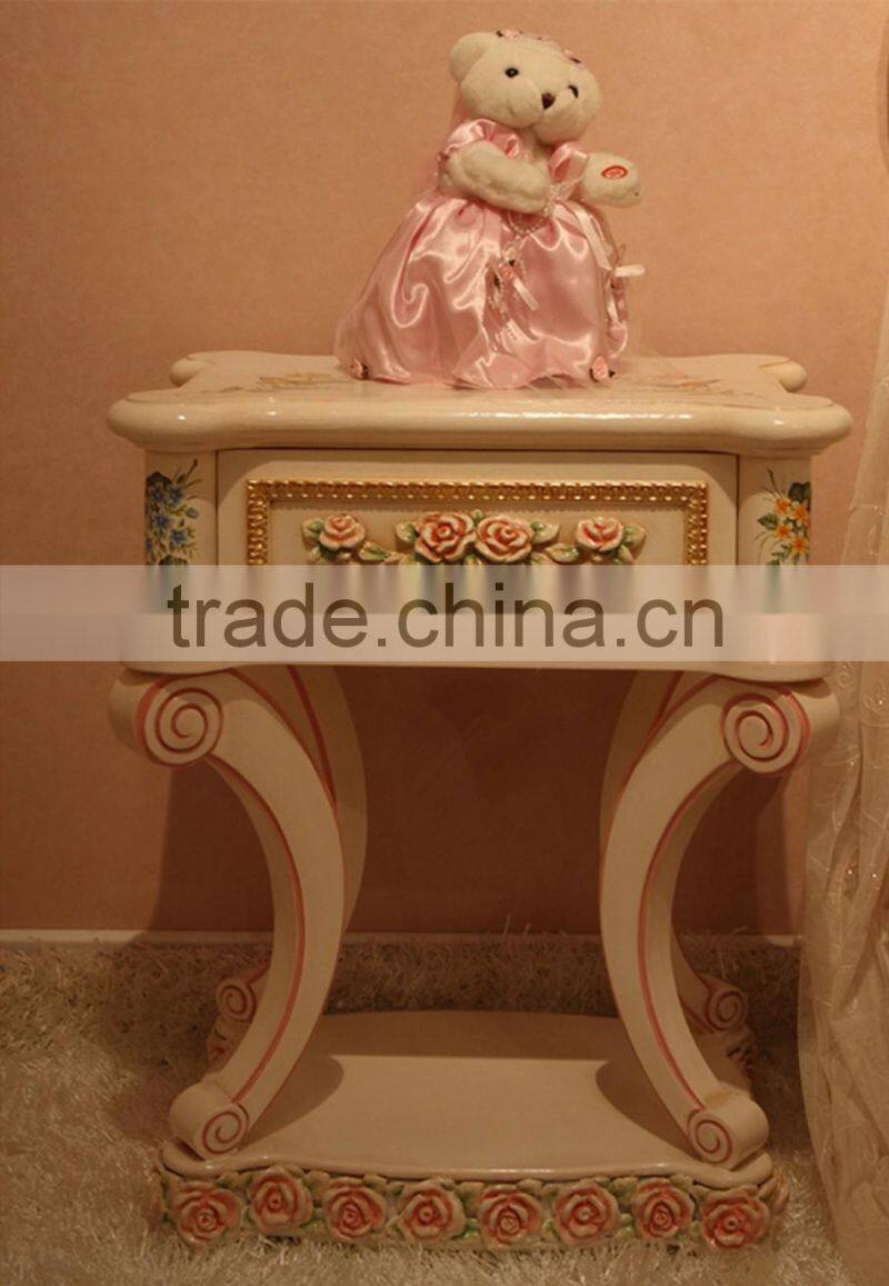 Italy Style Children Two Door Wardrobe Closet/ Classic Lovely Kids Rose Carved Wardrobe Cabinet/ Antique Girl Princess Armoire