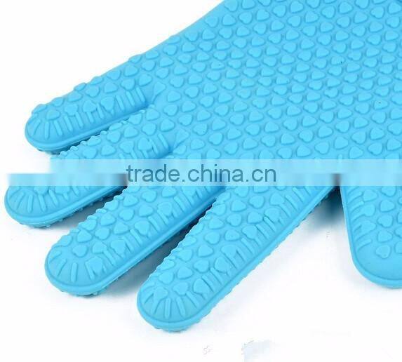 Silicone BBQ Grilling Gloves, heated waterpro of gloves with five fingers