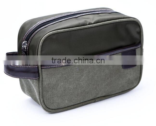Store More High Quality Rectangle Handle Canvas Grey Cosmetic Bag