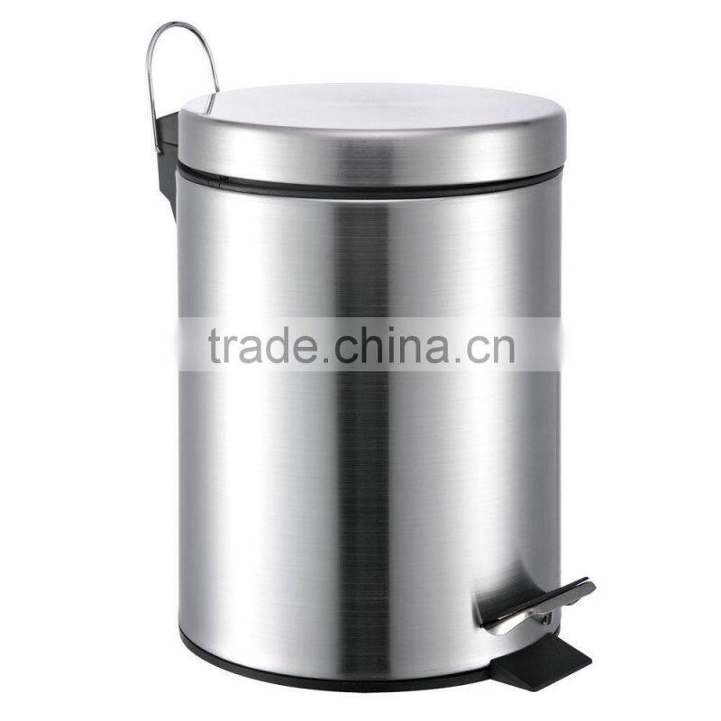 5 Liter/1.3 Gallon Small Round Stainless Steel Step Trash Can