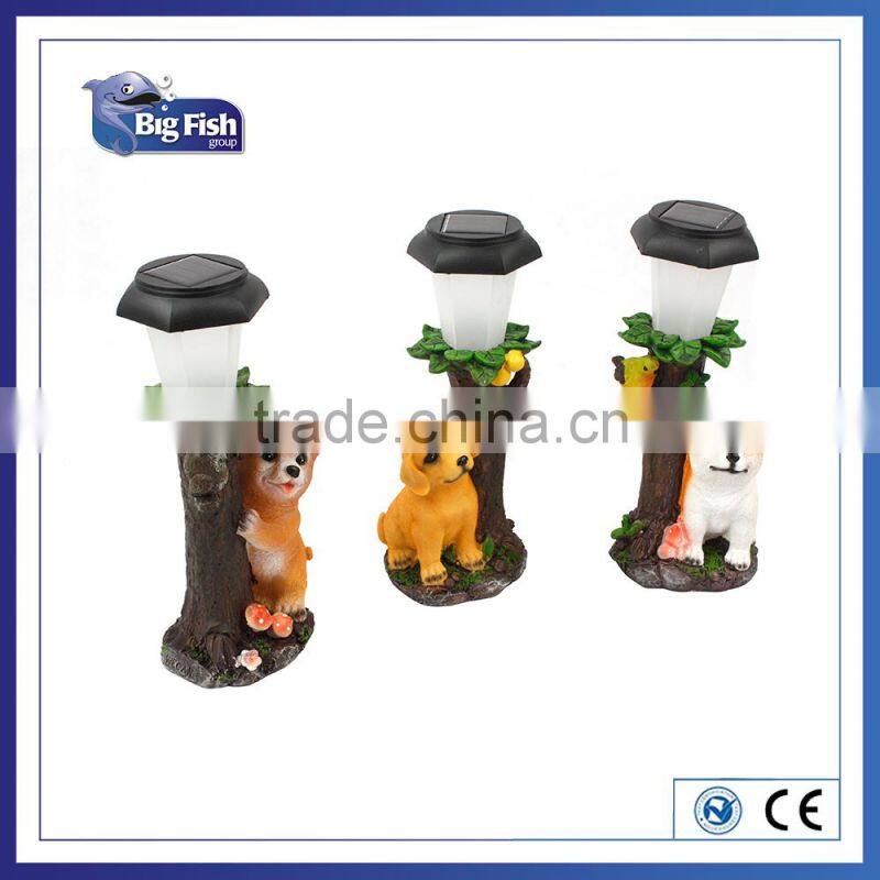 polyresin Solar Powered dogs animal shaped garden light with 1 bright white LED