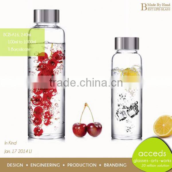 Glass Fruit Water Bottle New Design Drinking Water Bottle
