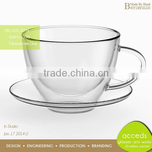Custom Drinking Glass Tea Mug Cups With Handle