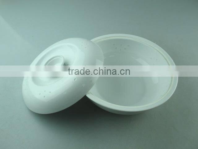 Stocklot white ceramic soup tureen/dinnerware with cover in cheap price