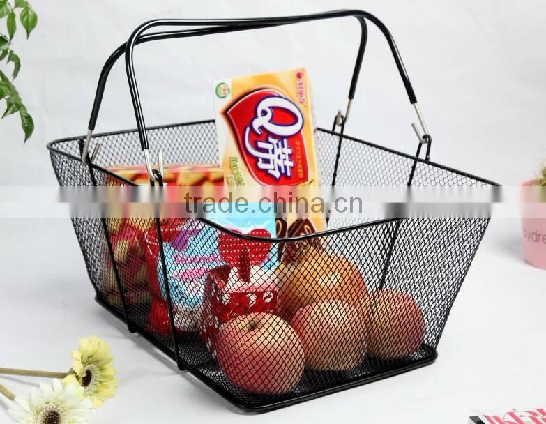 Hanging Wire Mesh Storage Basket With Moved Handle
