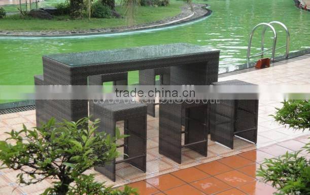 Outdoor Garden Plastic Rattan Bar Set