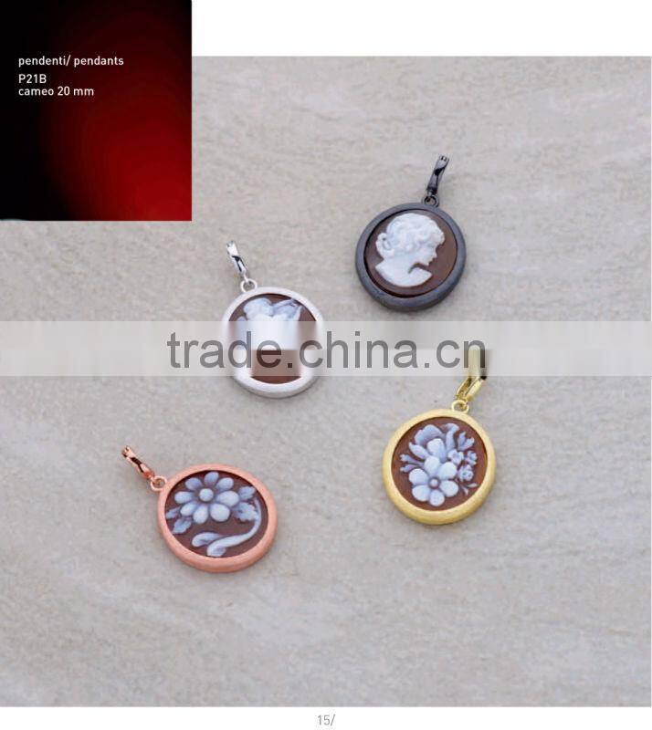 Alibaba Express Classic 925 Silver Middle East Cameo Earrings With Pearl Made in Italy O903 cameo 16mm And P903 cameo 16mm