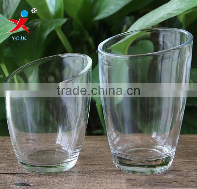 Factory Made Transparent Bevel Mouth Glass Vase
