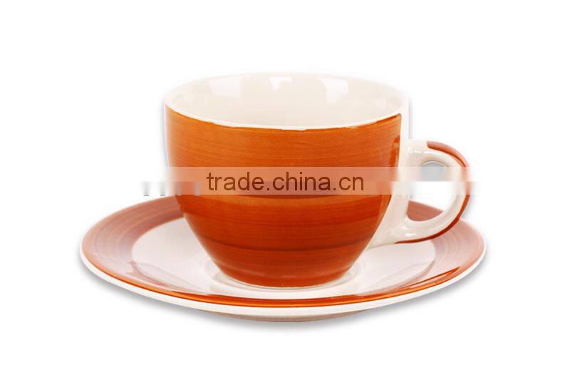 brown color ceramic cup and saucer set /handpainted cup and saucer 6oz