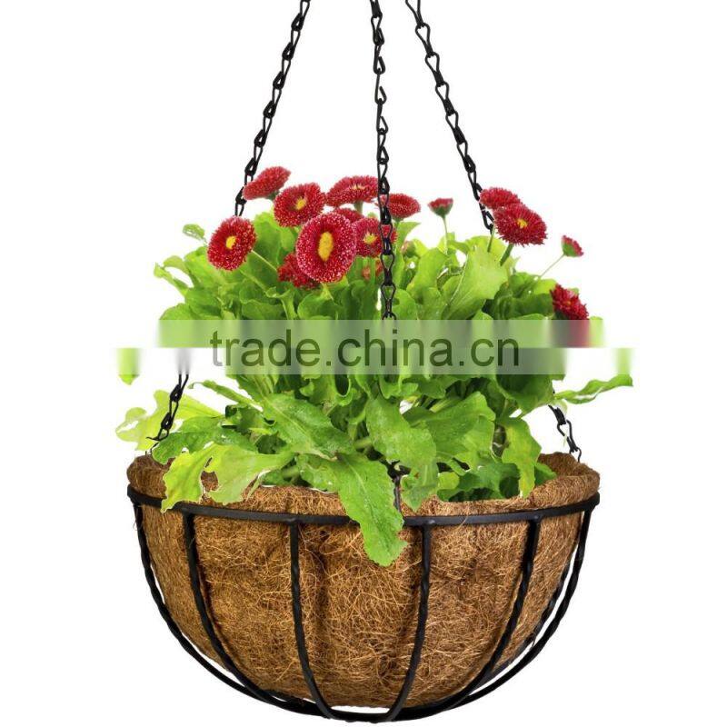 2016 factory custom decoration black hanging iron flower basket stand