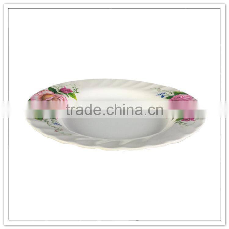 10inch Rose printed round plastic wave plate for wedding