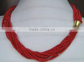 wholesale 18" 4mm 12 rows original coral beads necklace