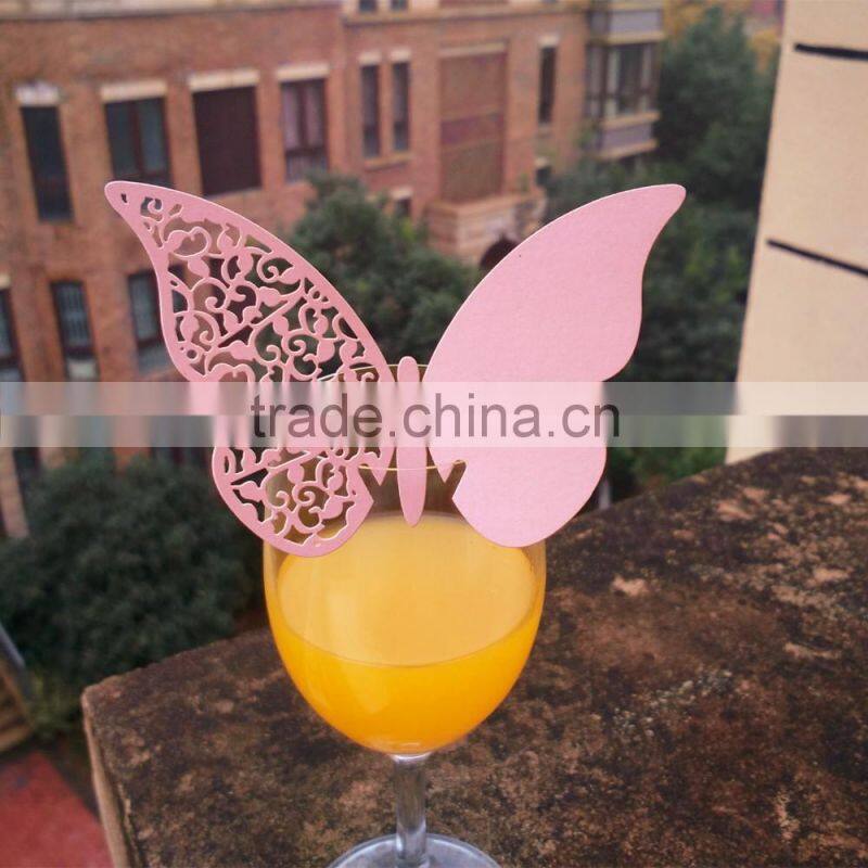 party favors supplier wine glass card laser cut wedding invitation card