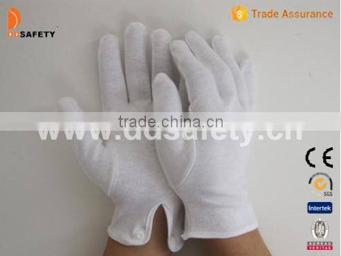 DDSAFETY 2017 100% Bleach Cotton Interlock Reversible Hem A Plastic Buckle Safety Gloves