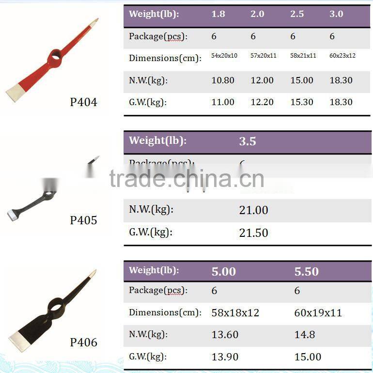 High quality angricultural forged pickaxes with fiberglass handle