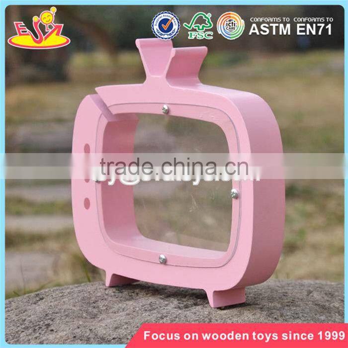 wholesale TV shape girls wooden coin bank best deisgn lovely wooden coin bank with logo customize W02A253