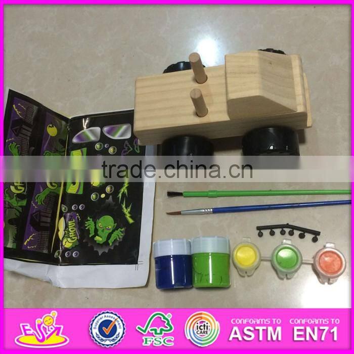 2016 hot sale DIY painted wooden toy tank W03A082