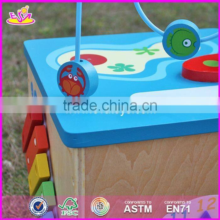 2017 new design 5 in 1 multi-function children wooden bead maze table W11B134