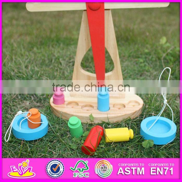 2015 Brand new wooden balance scale toy, balance wooden toy, preschool wooden balance scale toy W11F053