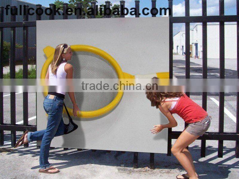 STAINLESS STEEL OIL STRAINER W/COLORFUL PLASTIC HANDLE AND HANGERS