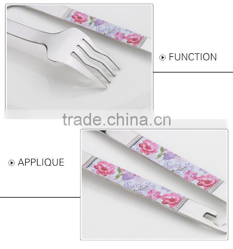 Factory popular high quality food grade stainless steel tableware fork and spoon set with packing gift box