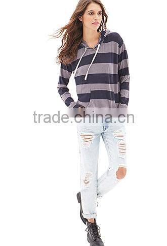 female hoodie with stripes /long sleeve autumn blouse alibaba