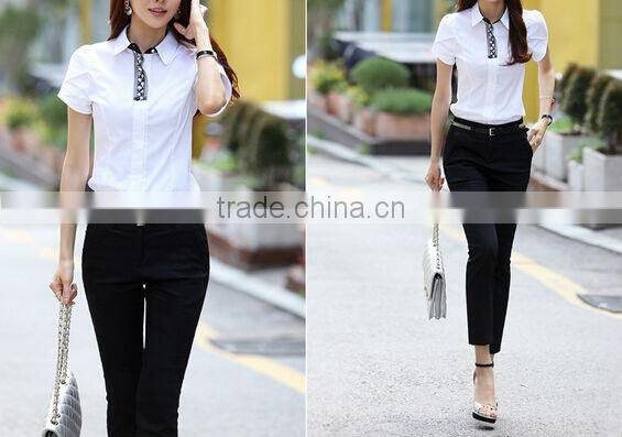 New fashion Polo collar petal sleeve lady shirt