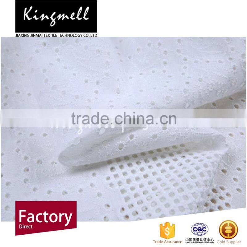 Wholesale organic white cotton fabric with 100% cotton for lady dress