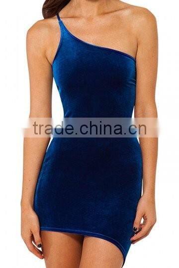 Hot Girl Sexy Night Club One Shoulder Bodycon Dress of Velvet HSD2192