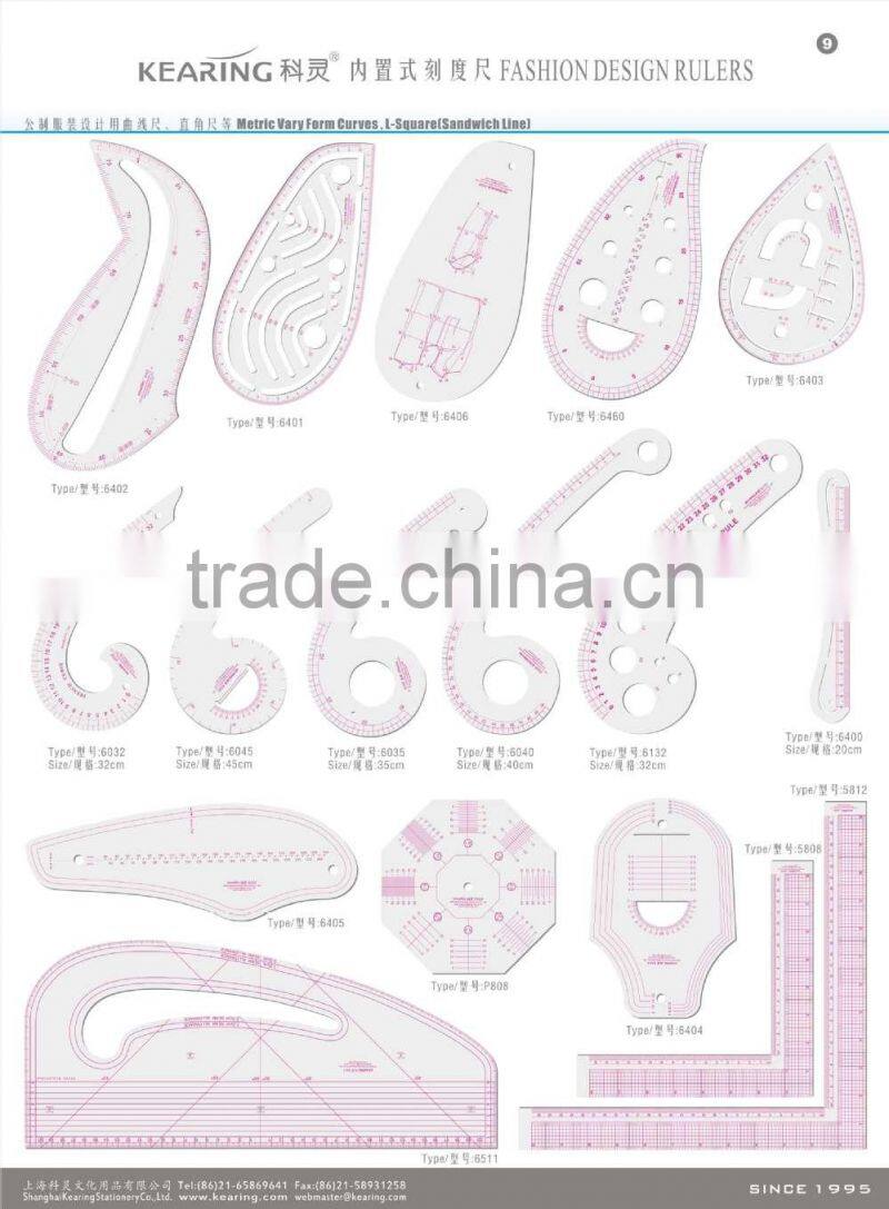 12" styling design ruler french curve ruler#6112