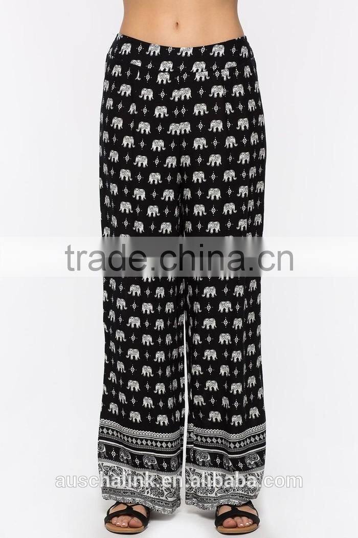 2017 summer lady custom animal print light weight pants hotsale
