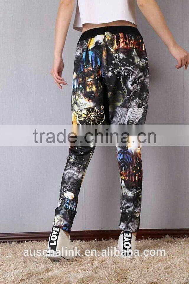 2016 new arrival personalized street trendy women print hip hop pants