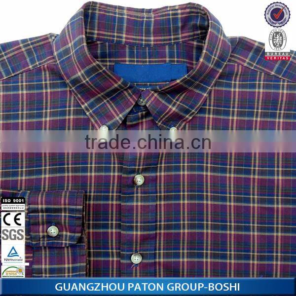 Wholesale new men office cotton blouse design casual lapel plaids shirt for men