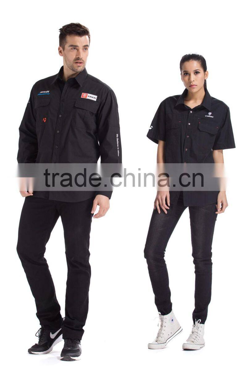 Wholesale mens black short sleeve cotton new model shirt with embroidery logo