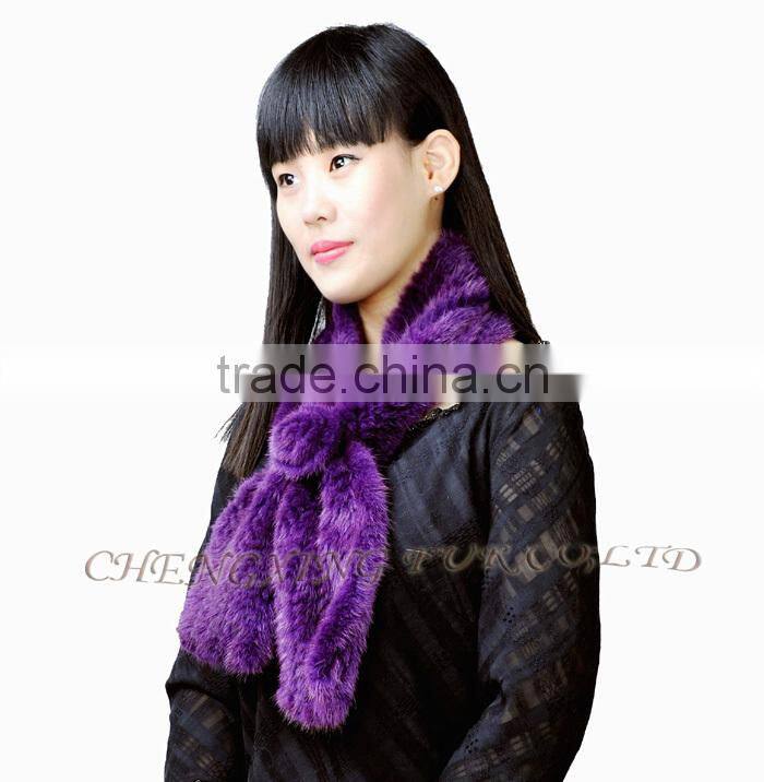CX-S-82H Best Prices OEM Design Stock Fashion Knitted Mink Fur Ladies Scarf