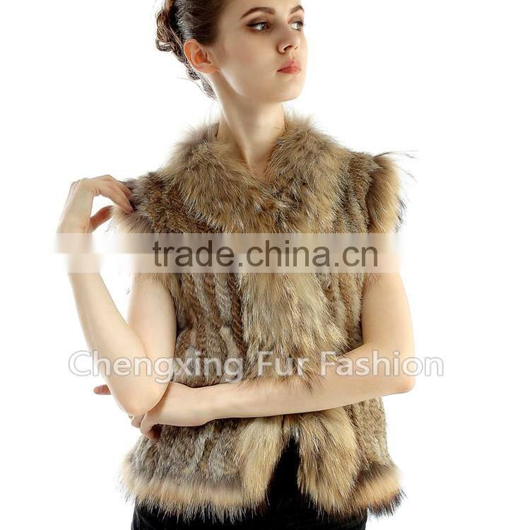 CX-G-B-21B New Fashion Real Knitted Women Rabbit Fur Italian Fur Vest